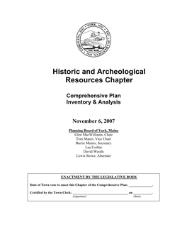Historic and Archeological Resources Chapter