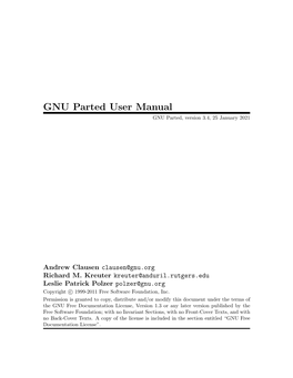 GNU Parted User Manual GNU Parted, Version 3.4, 25 January 2021