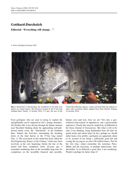 Gotthard-Durchstich Editorial: ‘‘Everything Will Change…’’