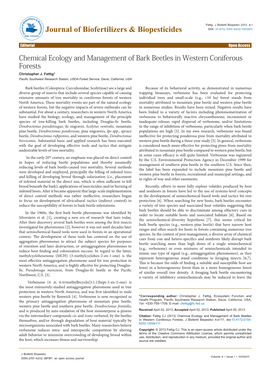 Chemical Ecology and Management of Bark Beetles in Western Coniferous Forests Christopher J