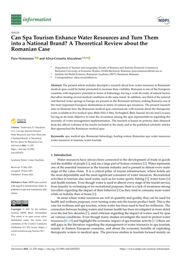 Can Spa Tourism Enhance Water Resources and Turn Them Into a National Brand? a Theoretical Review About the Romanian Case