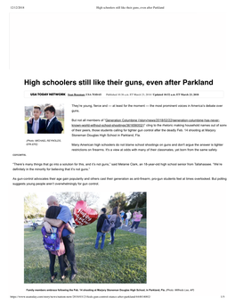 High Schoolers Still Like Their Guns, Even After Parkland