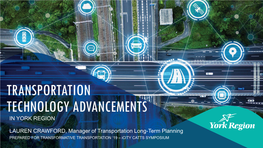 Transportation Technology Advancements in York Region