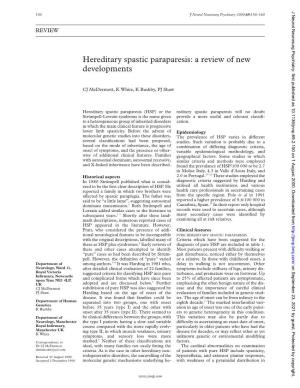 Hereditary Spastic Paraparesis: a Review of New Developments