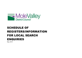 SCHEDULE of REGISTERS/INFORMATION for LOCAL SEARCH ENQUIRIES May 2019 Information Note
