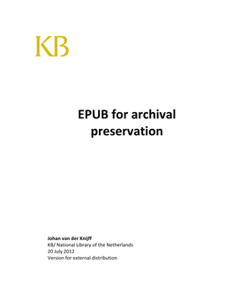 EPUB for Archival Preservation