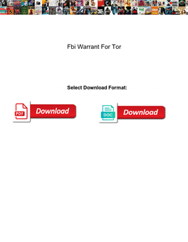 Fbi Warrant for Tor