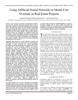Using Artificial Neural Networks to Model Cost Overruns in Real Estate Projects