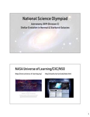 National Science Olympiad Astronomy 2019 (Division C) Stellar Evolution in Normal & Starburst Galaxies