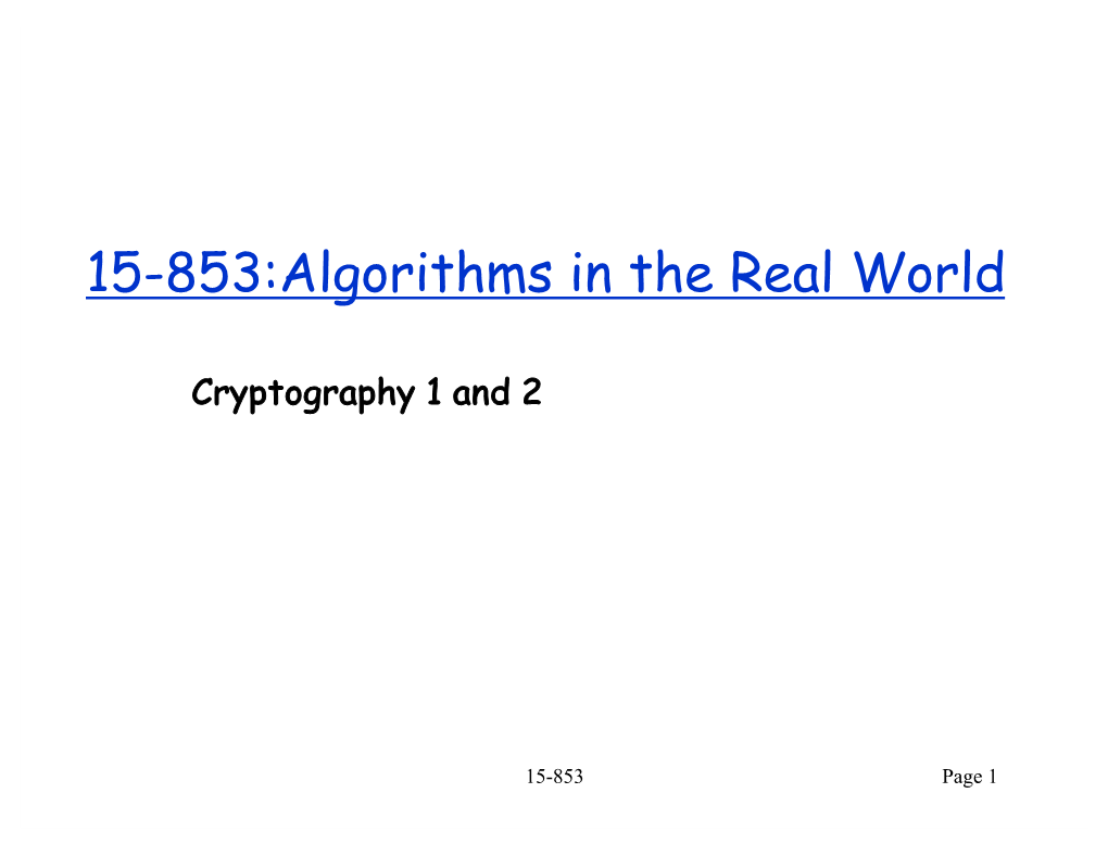 15-853:Algorithms in the Real World