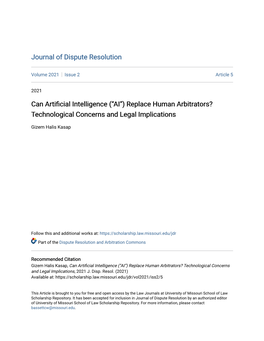 Can Artificial Intelligence (Â•Œaiâ•Š) Replace Human Arbitrators?