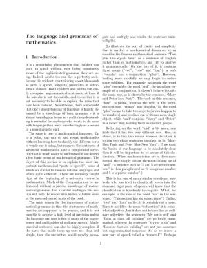 The Language and Grammar of Mathematics