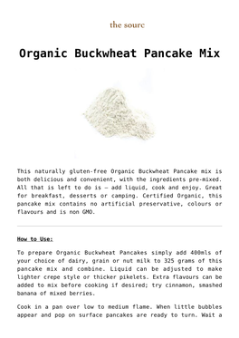 Organic Buckwheat Pancake Mix