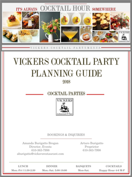 Vickers Cocktail Party Planning Guide 2018