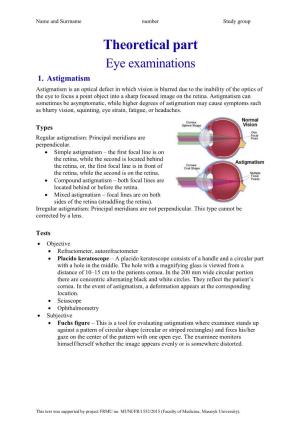 Theoretical Part Eye Examinations 1