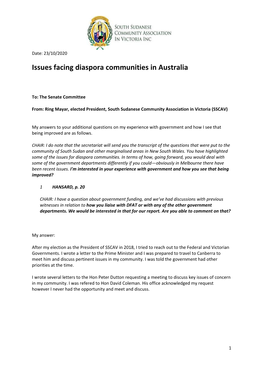 Issues Facing Diaspora Communities in Australia