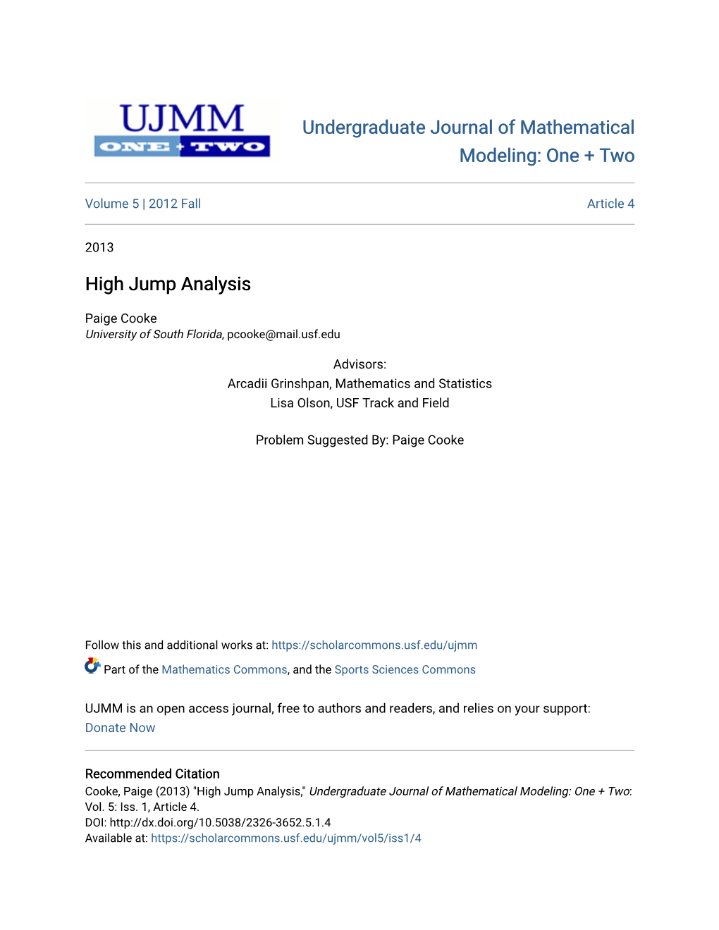 High Jump Analysis