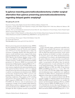 Is Pylorus Resecting Pancreaticoduodenectomy a Better Surgical Alternative Than Pylorus Preserving Pancreaticoduodenectomy Regarding Delayed Gastric Emptying?
