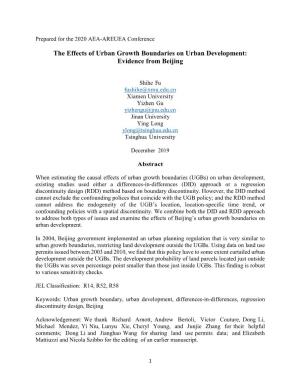 The Effects of Urban Growth Boundaries on Urban Development: Evidence from Beijing