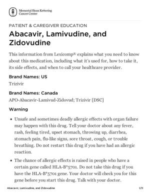 Abacavir, Lamivudine, and Zidovudine