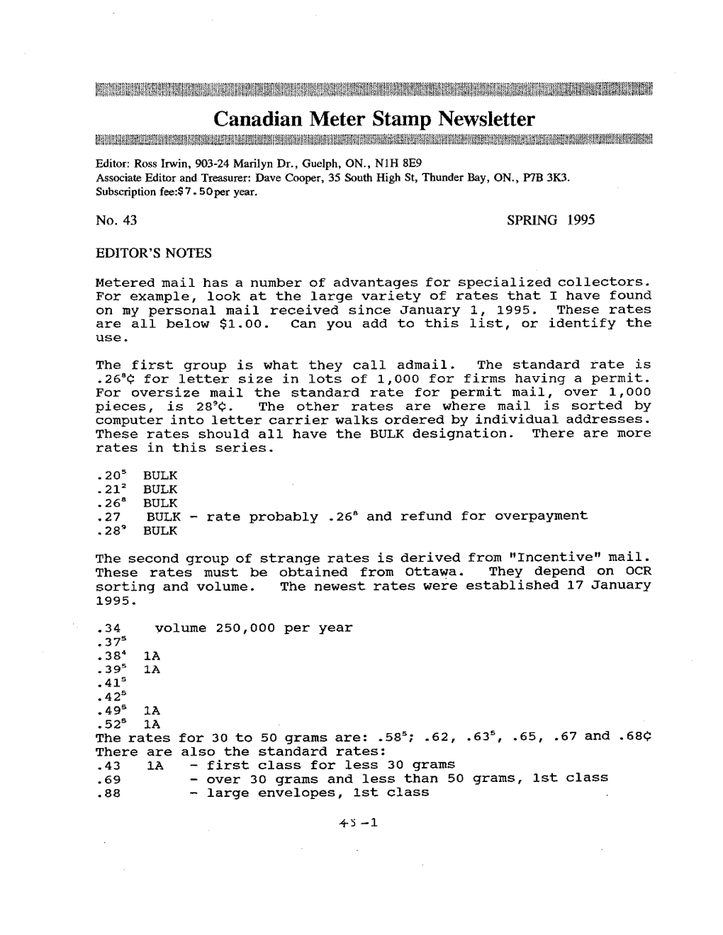 Canadian Meter Stamp Newsletter EIMUNIESIMEMONFEWINNOMOMMEMMENIENERIENEIRENNISEMEMBEETEM 46