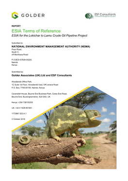 ESIA Terms of Reference ESIA for the Lokichar to Lamu Crude Oil Pipeline Project