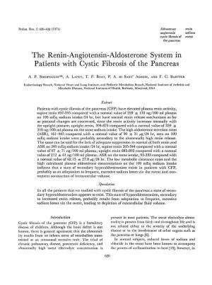 The Renin-Angiotensin-Aldosterone System in Patients with Cystic Fibrosis of the Pancreas