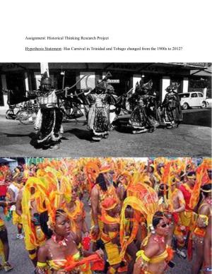 Carnival and Education in Trinidad and Tobago, 1900-2012