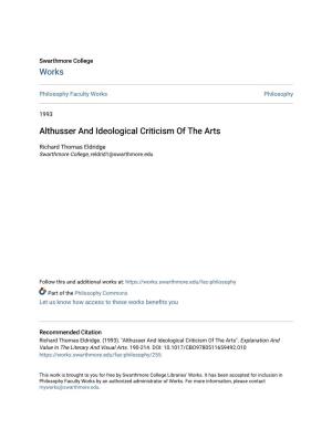 Althusser and Ideological Criticism of the Arts