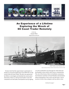 An Experience of a Lifetime Exploring the Wreck of SS Coast Trader Remotely