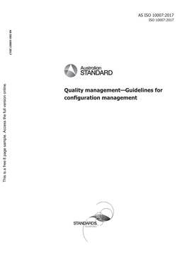 Quality Management—Guidelines for Configuration Management