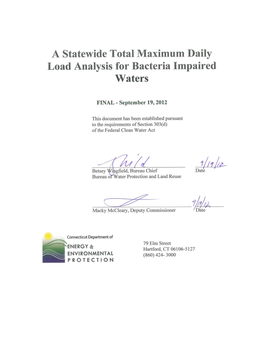 Connecticut Statewide Total Maximum Daily Load (TMDL)