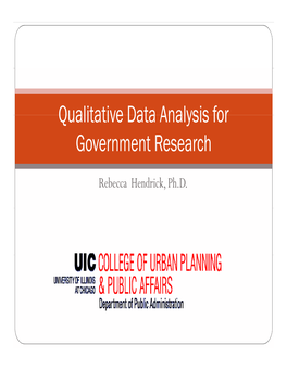 Qualitative Data Analysis for Government Research