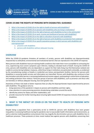 Covid-19 and the Rights of Persons with Disabilities: Guidance