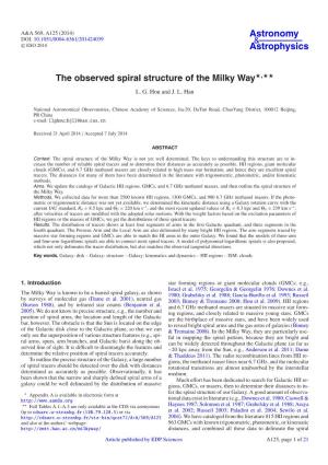 The Observed Spiral Structure of the Milky Way⋆⋆⋆