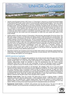 UNHCR Operation in Uganda Fact Sheet | 18 December 2012