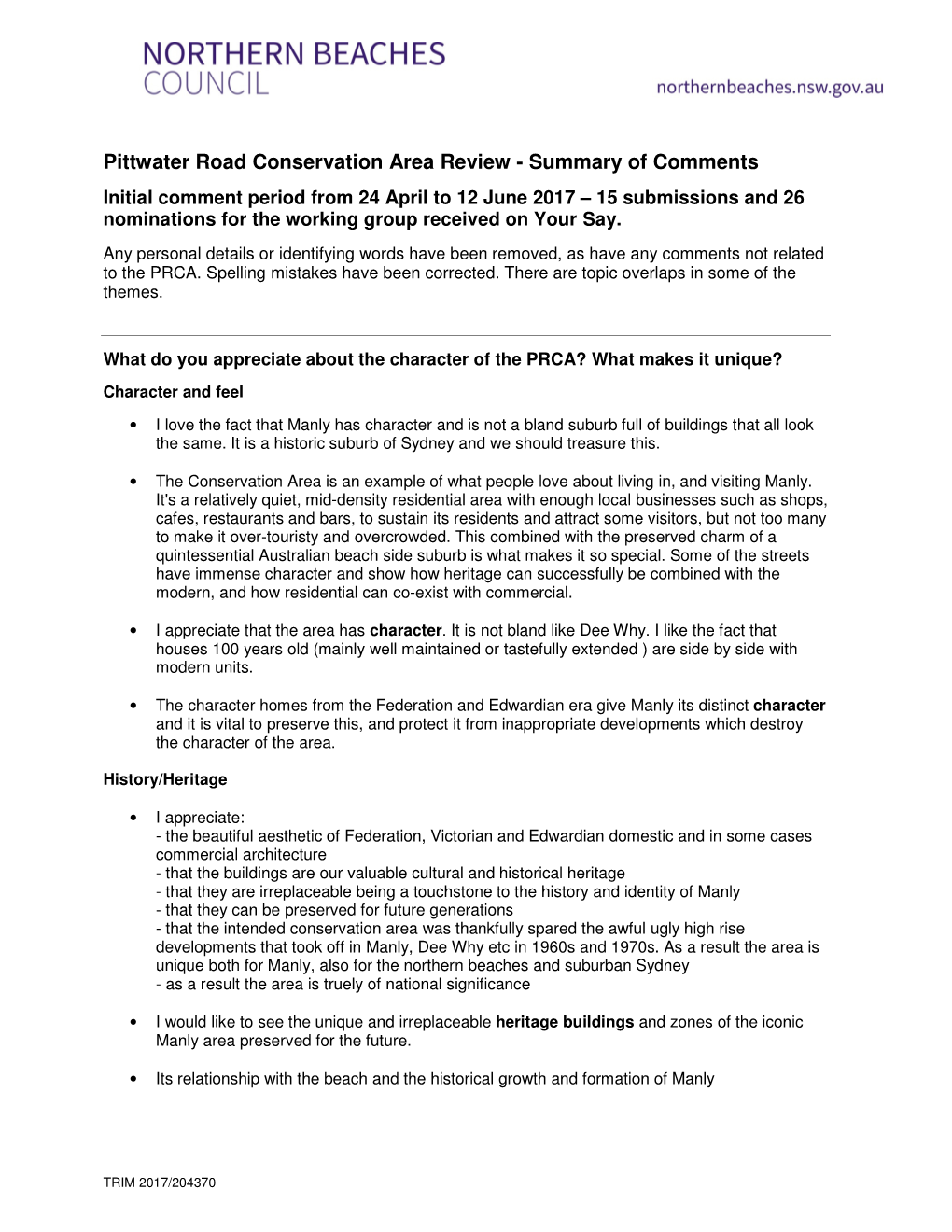 Pittwater Road Conservation Area Review