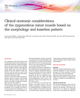 Clinical Anatomic Considerations of the Zygomaticus Minor Muscle Based on the Morphology and Insertion Pattern