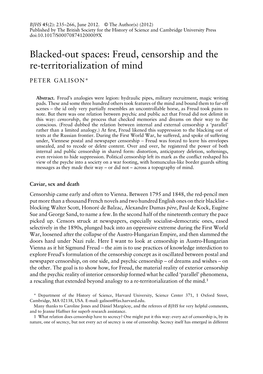 Freud, Censorship and the Re-Territorialization of Mind