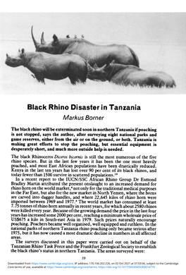 Black Rhino Disaster in Tanzania Markus Borner