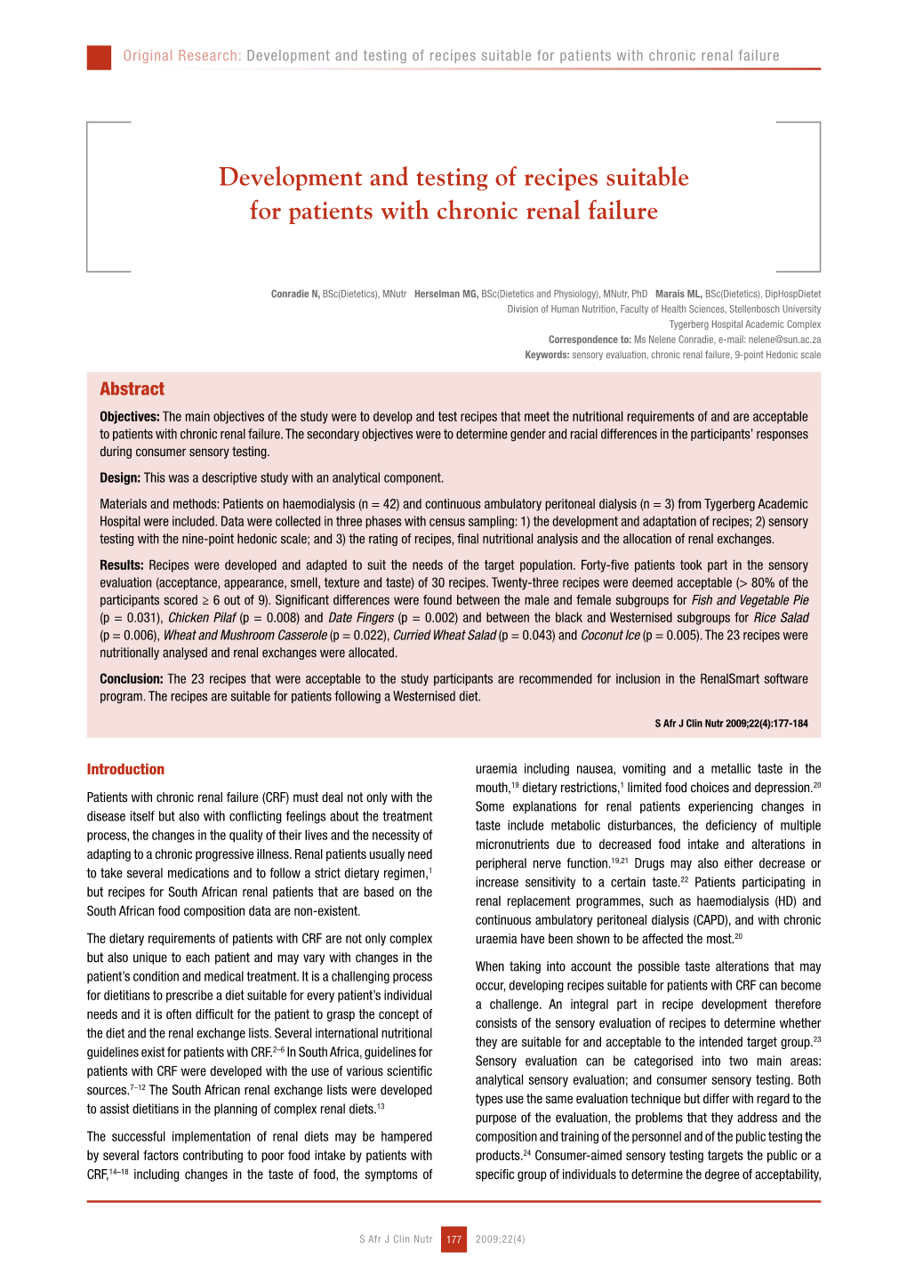 Development and Testing of Recipes Suitable for Patients with Chronic Renal Failure