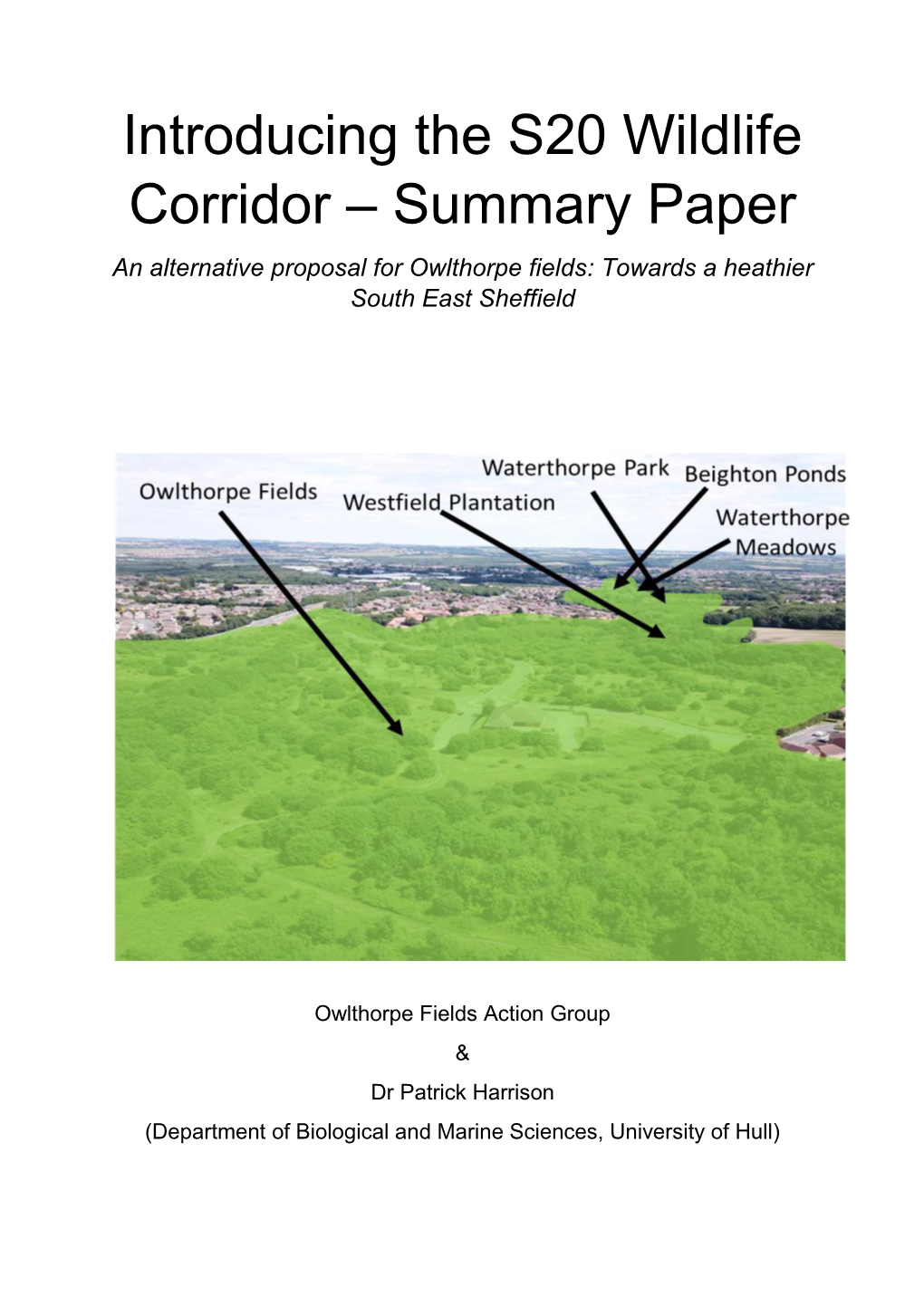 Introducing the S20 Wildlife Corridor – Summary Paper an Alternative Proposal for Owlthorpe Fields: Towards a Heathier South East Sheffield