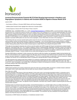 Ironwood Pharmaceuticals Presents IW-3718 Data Showing