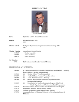 CURRICULUM VITAE JOHN NOBLE, MD Born