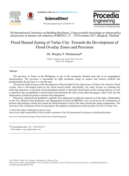 Flood Hazard Zoning of Tarlac City: Towards the Development of Flood