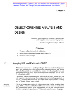 Object-Oriented Analysis and Design (OOA/D)