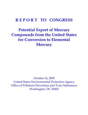 Report to Congress on the 2009 EPA Report to Congress on the Potential