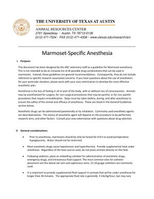 Marmoset-Specific Anesthesia Guidance