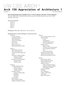 Arch 150 Appreciation of Architecture 1 Fall 2017 • Prof