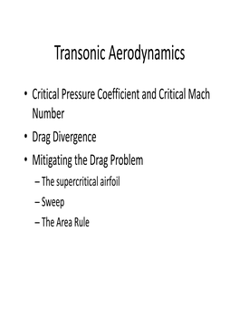Transonic Aerodynamics